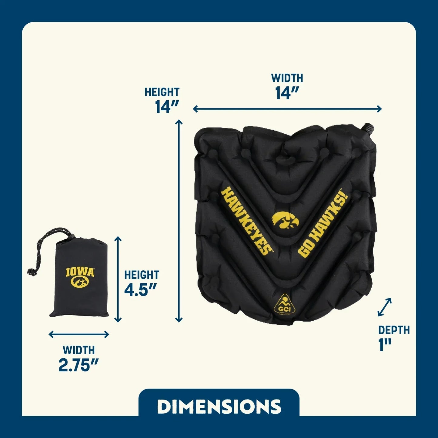 College V Seat™ Inflatable Stadium Cushion - Iowa Hawkeyes - Outdoor Ease