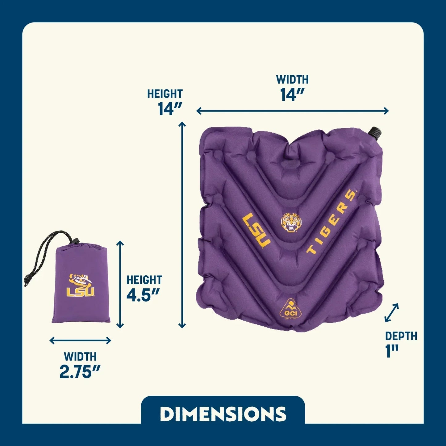 College V Seat™ Inflatable Stadium Cushion - LSU Tigers - Soft Support