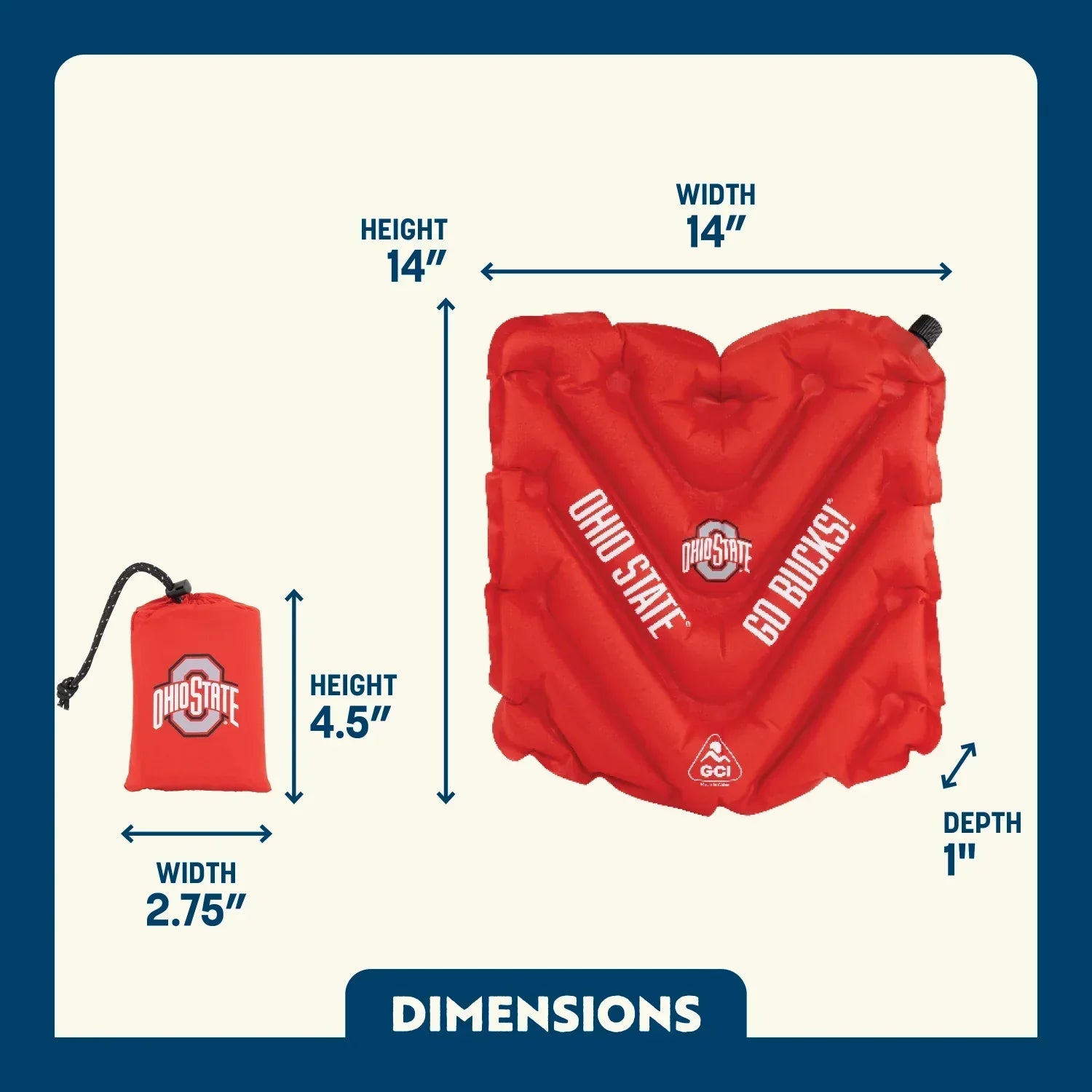 College V Seat™ Inflatable Stadium Cushion - Ohio State Buckeyes - Daily Relax