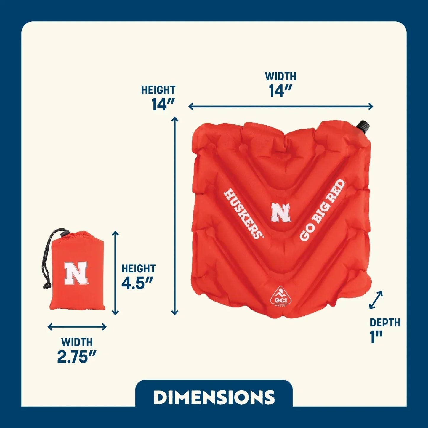 College V Seat™ Inflatable Stadium Cushion - Nebraska Cornhuskers - Game Day