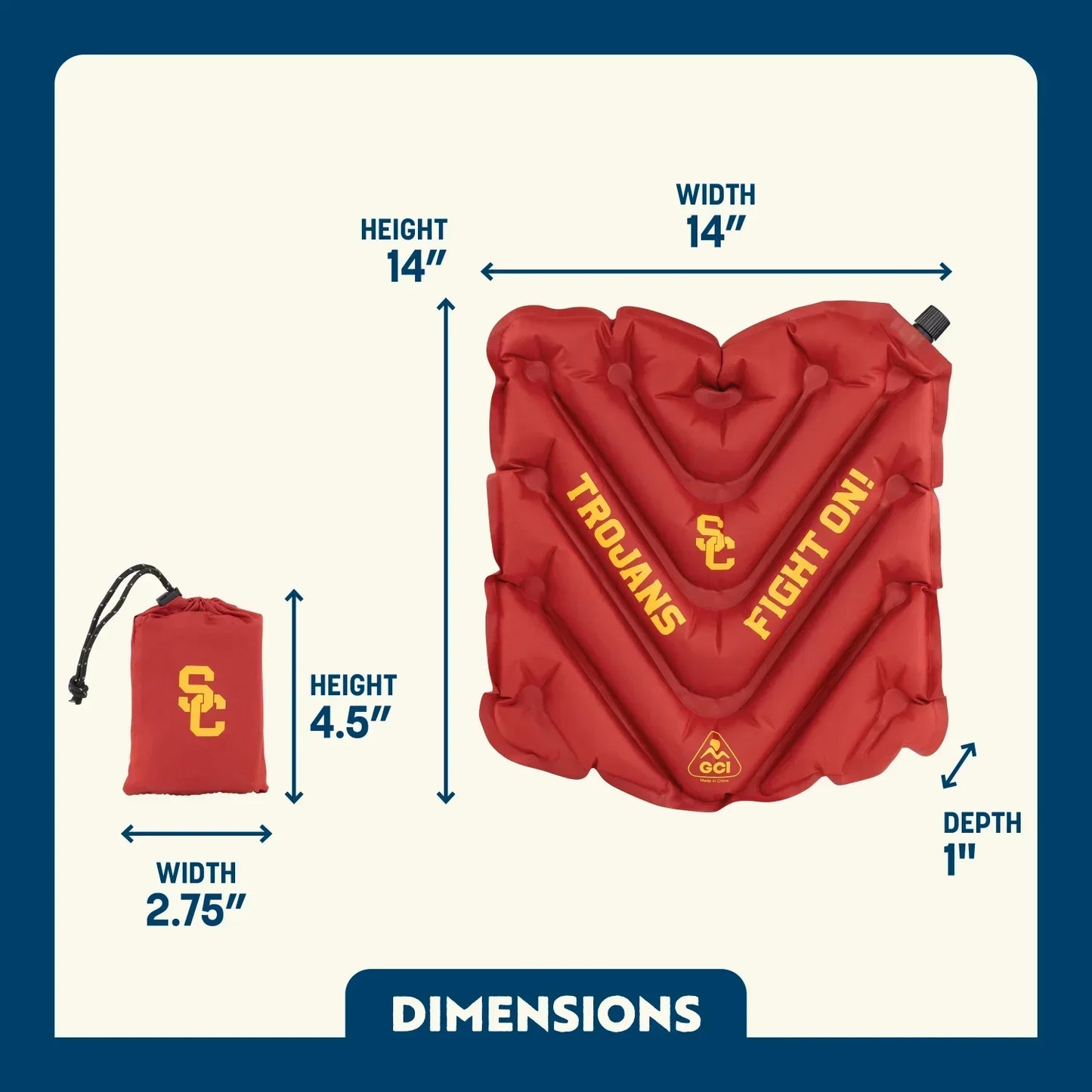 College V Seat™ Inflatable Stadium Cushion - USC Trojans - Easy Setup