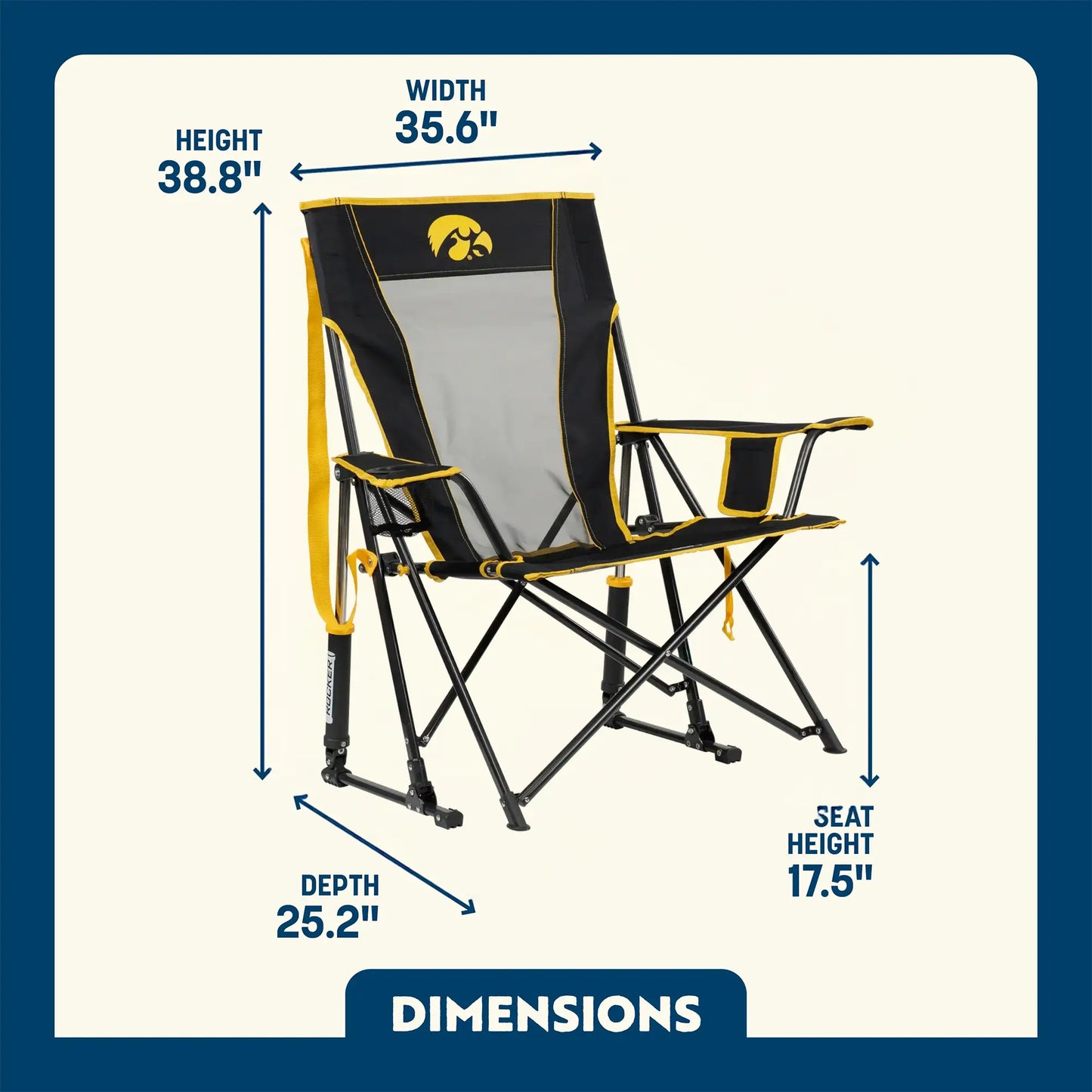 College Comfort Pro Rocker™ - Iowa Hawkeyes - Weekend Tailgate