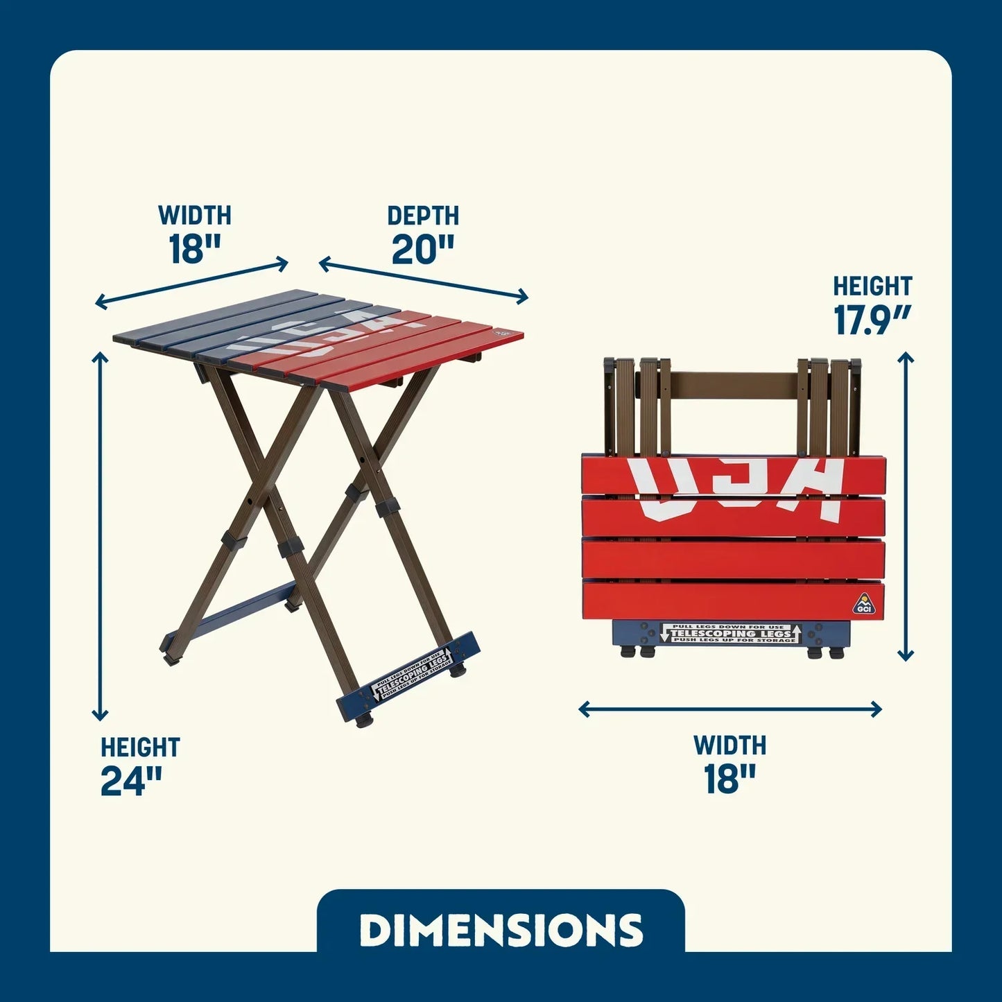 Compact Camp Table 20™ - USA Anniversary Deluxe - Camp Choice